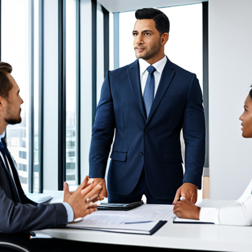 자산관리사 자격증으로 가능한 해외 취업 - **Prompt:** A confident financial advisor, fully clothed in professional attire, advising a diverse ...