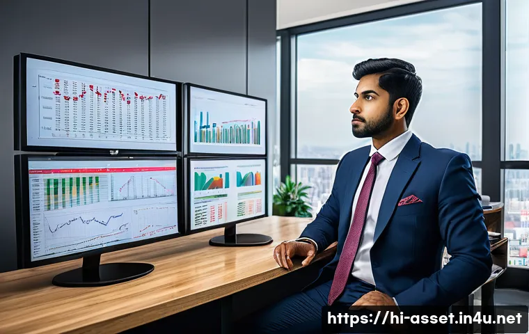 자산관리사 자격증의 장점과 단점 - A professional Indian asset manager in a modern office setting, dressed in formal business attire wi...