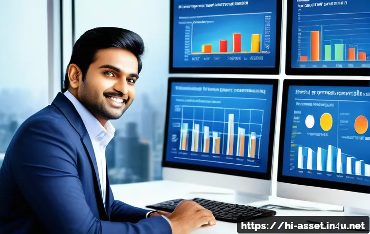 자산관리사 이직 성공 사례 - A professional Indian property manager in a modern office setting, dressed in business casual attire...
