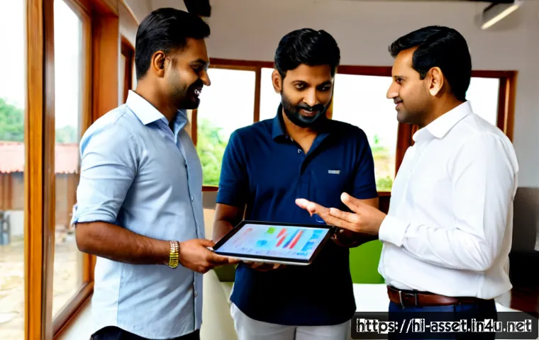 Home 17 자산관리사로서 새로운 시장 개척 방법 - Photorealistic wealth manager meeting a diverse group of Indian small-business owners in a bright mo...